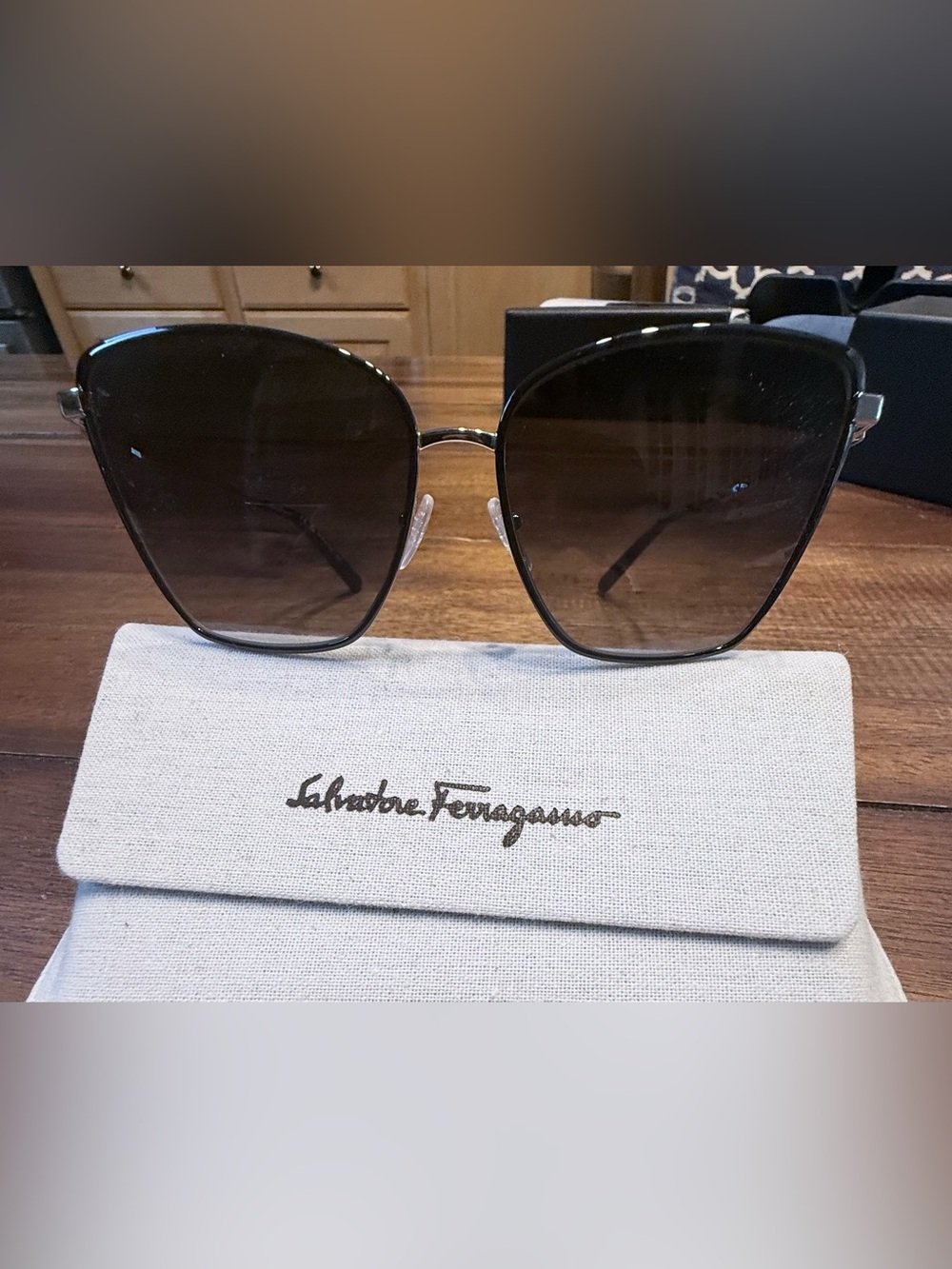 Salvatore Ferragamo Brown Gradient Square Women's Sunglasses